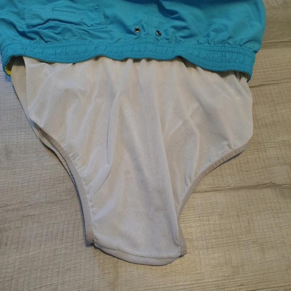 Polo Ralph Lauren Mens Turquoise Blue Swim Trunks Yellow Pony Logo Shorts L